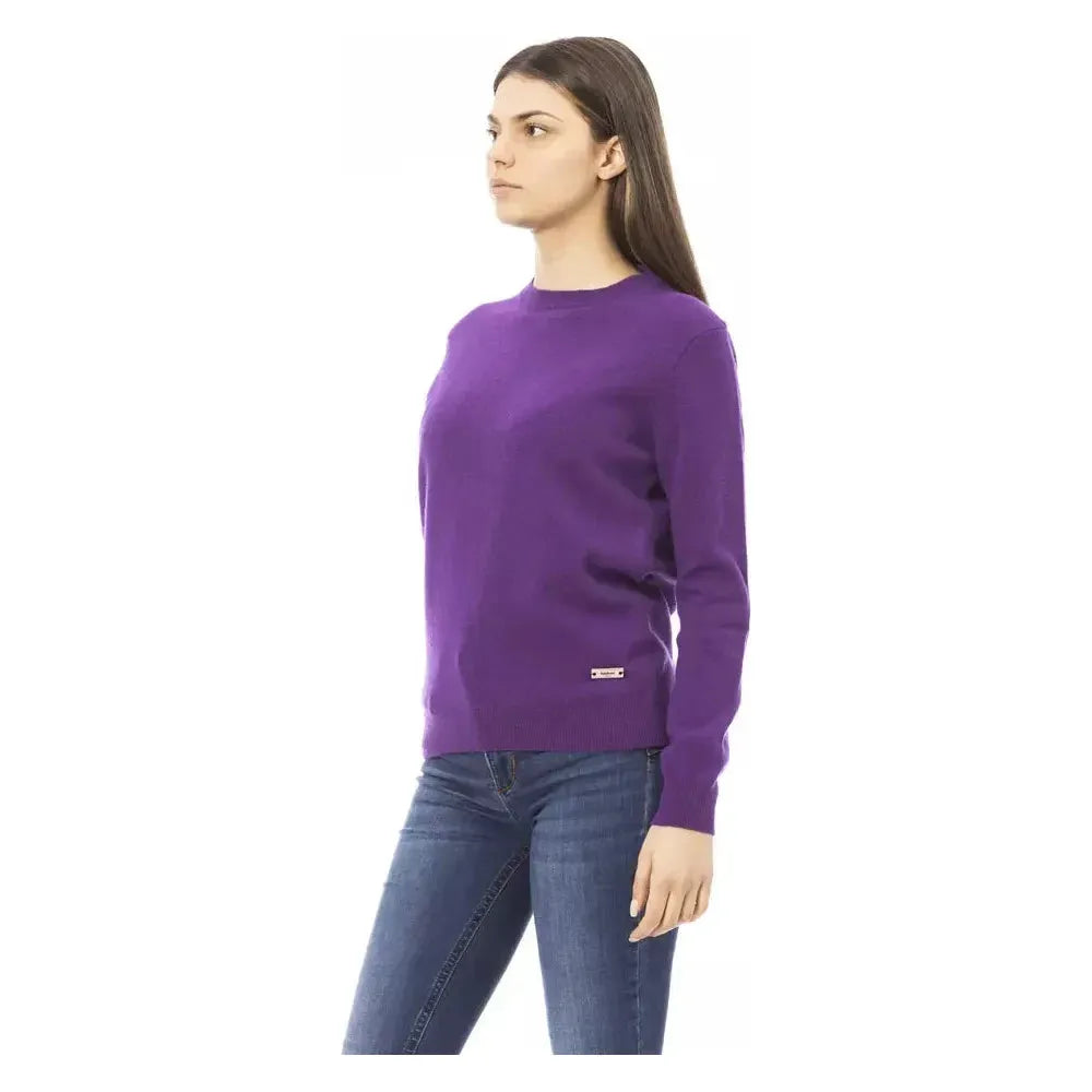 Baldinini Trend Purple Wool Women Sweater Baldinini Trend Dark Slate Blue