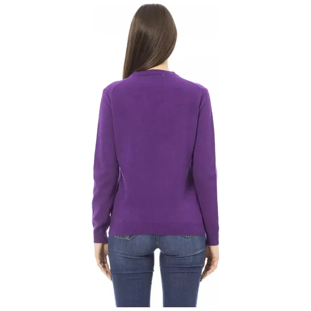 Baldinini Trend Purple Wool Women Sweater Baldinini Trend Dark Slate Blue