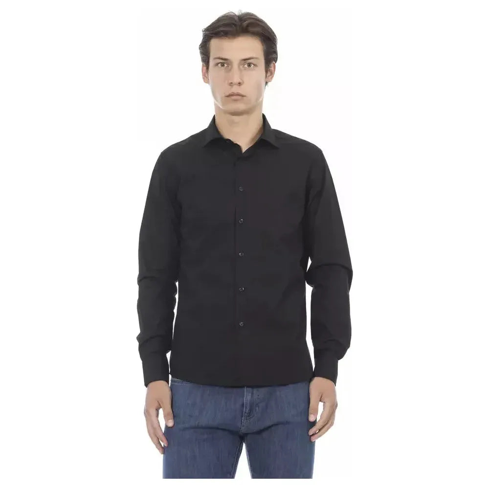 Baldinini Trend Black Cotton Men Shirt Baldinini Trend