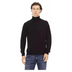 Baldinini Trend Black Fabric Men Sweater Baldinini Trend Dark Slate Gray