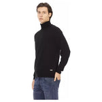 Baldinini Trend Black Fabric Men Sweater Baldinini Trend Dark Slate Gray