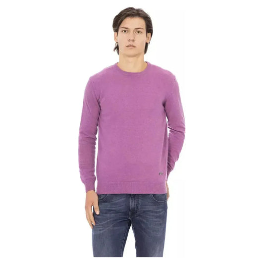 Baldinini Trend Purple Wool Men Sweater Baldinini Trend