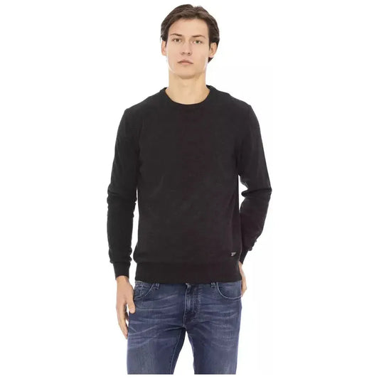 Baldinini Trend Black Wool Men Sweater Baldinini Trend