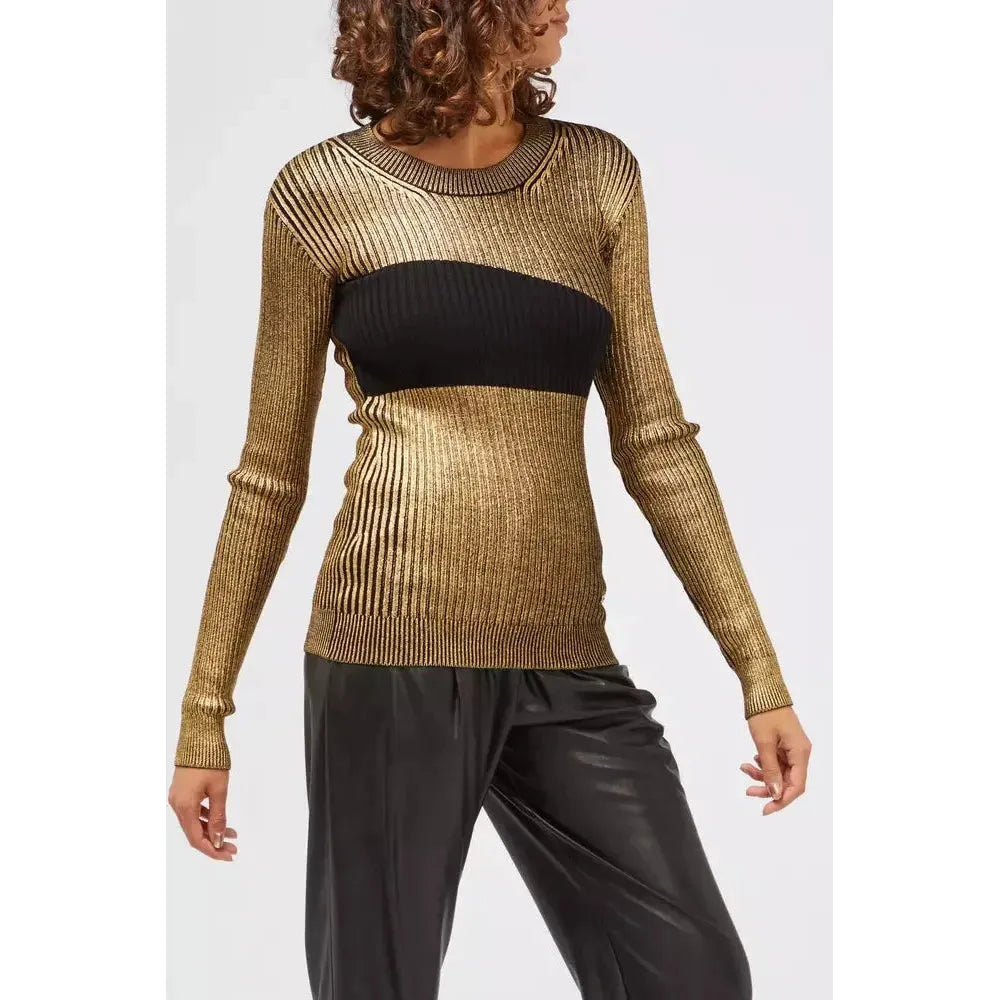 Custo Barcelona Gold Wool Women Sweater Custo Barcelona Antique White