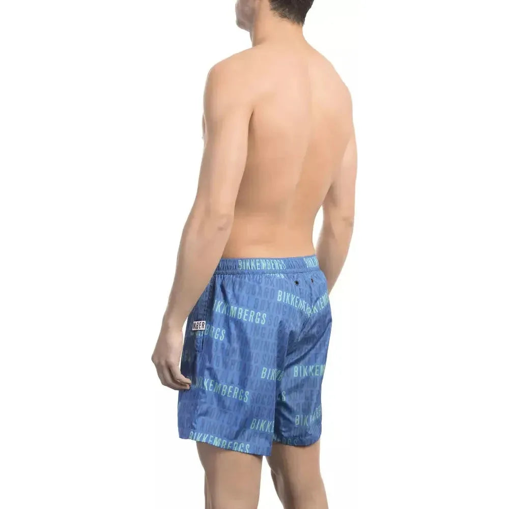 Bikkembergs Blue Polyester Men Swim Shorts Bikkembergs