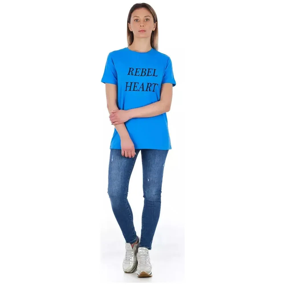 Frankie Morello Light Blue Cotton Women T-Shirt Frankie Morello