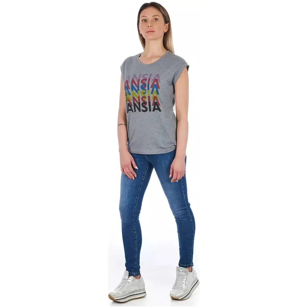 Frankie Morello Gray Cotton Women T-Shirt Frankie Morello