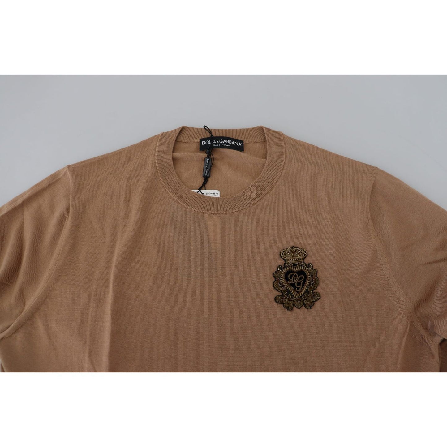 Dolce & Gabbana Beige Cashmere Crown Logo Pullover Sweater