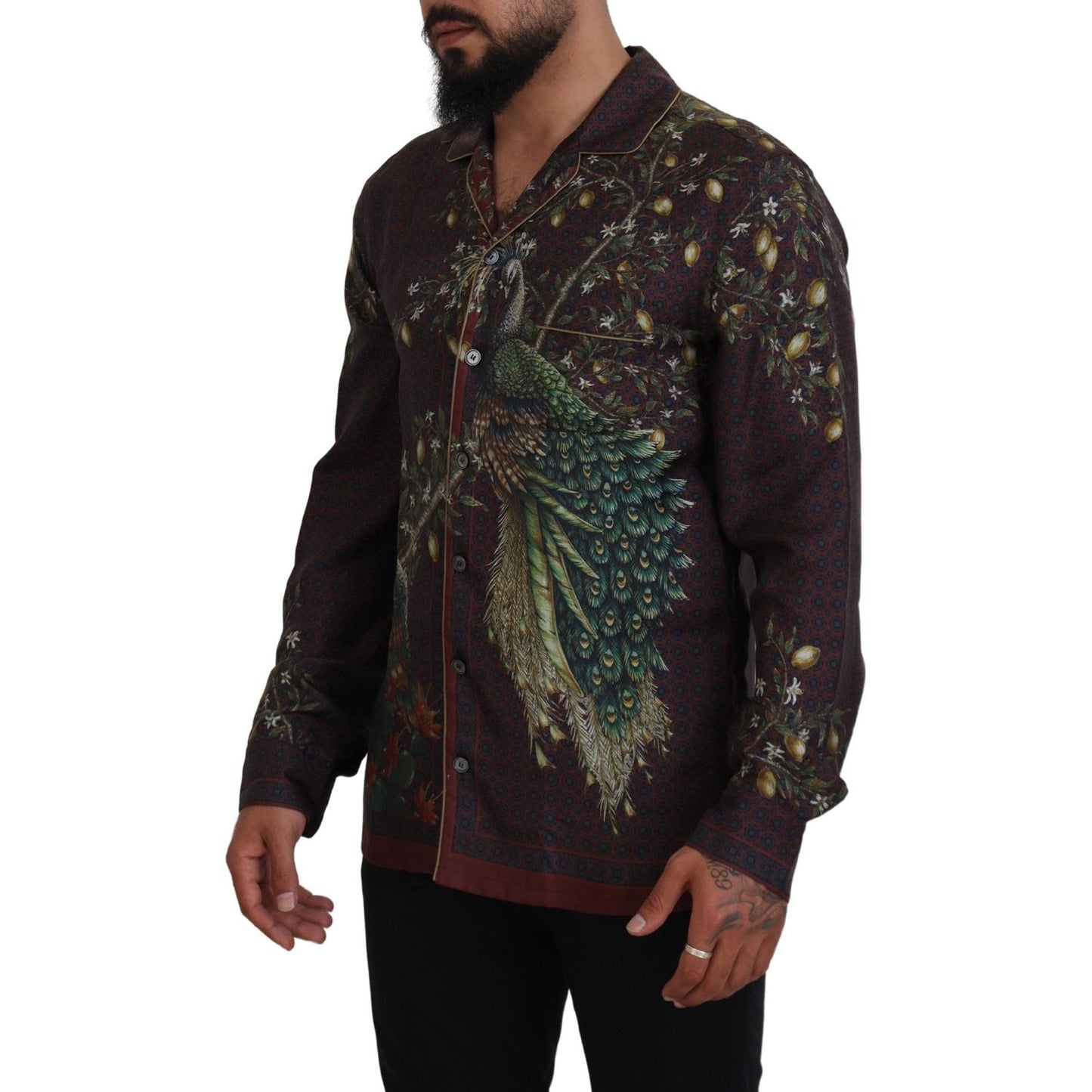 Dolce & Gabbana Elegant Silk Satin Men's Pajama Style Shirt Dolce & Gabbana