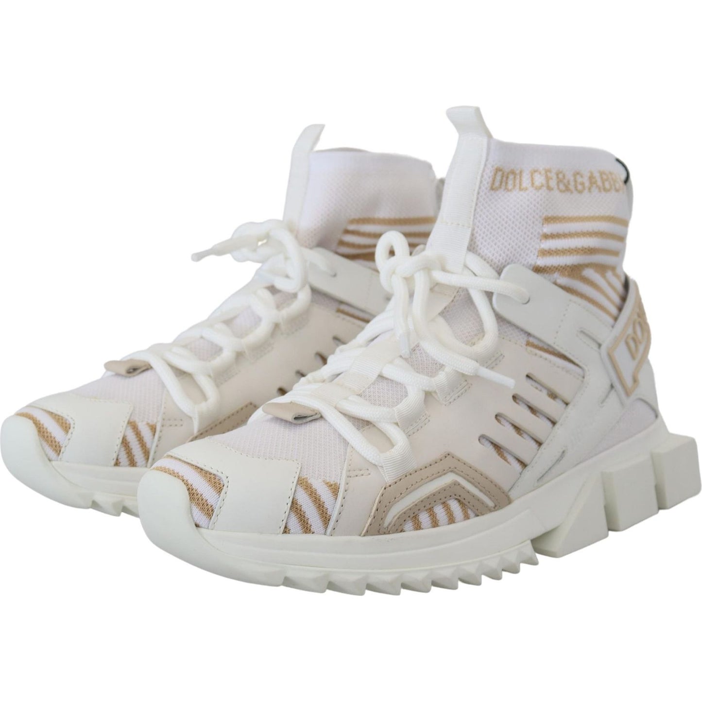 Dolce & Gabbana Elegant White Beige SORRENTO Sneakers Dolce & Gabbana