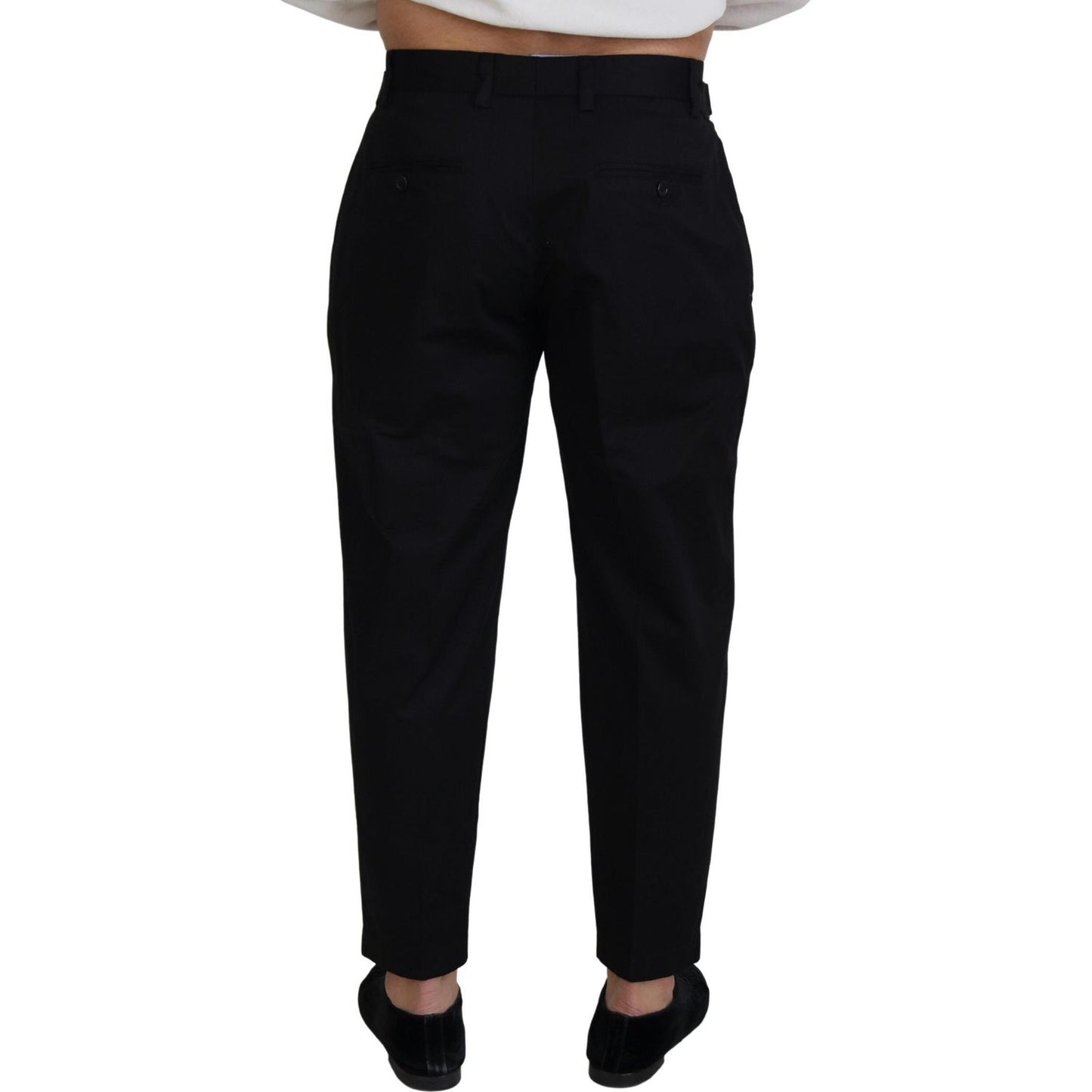 Dolce & Gabbana Sleek Black Italian Designer Pants with Side Buckle Dolce & Gabbana