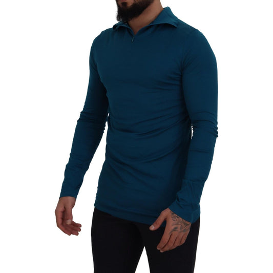 Dolce & Gabbana Elegant Blue Cotton Pullover Sweater Dolce & Gabbana