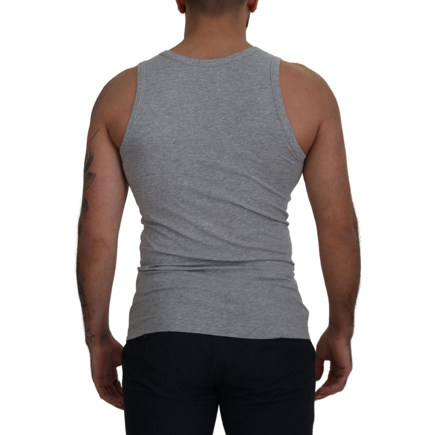 Dolce & Gabbana Sleek Sleeveless Grey Cotton Tank Top Dolce & Gabbana