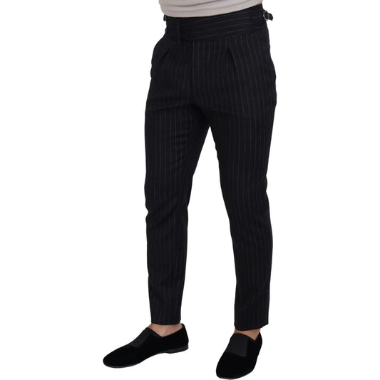 Dolce & Gabbana Elegant Black Striped Wool Blend Trousers Dolce & Gabbana