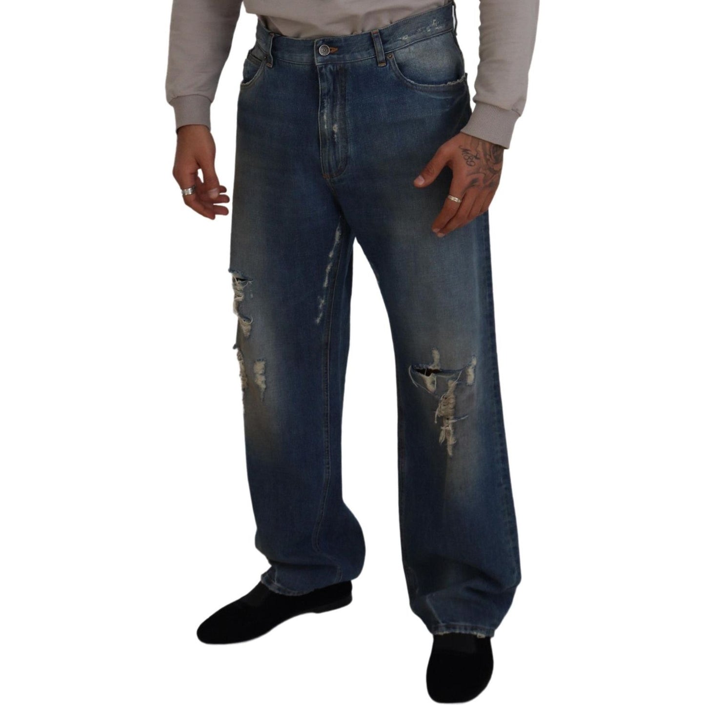 Dolce & Gabbana Stunning Tattered Denim Italian Jeans Dolce & Gabbana