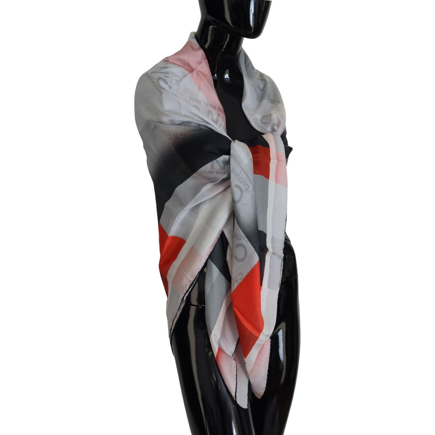 Costume National Elegant Checkered Silk Scarf Costume National