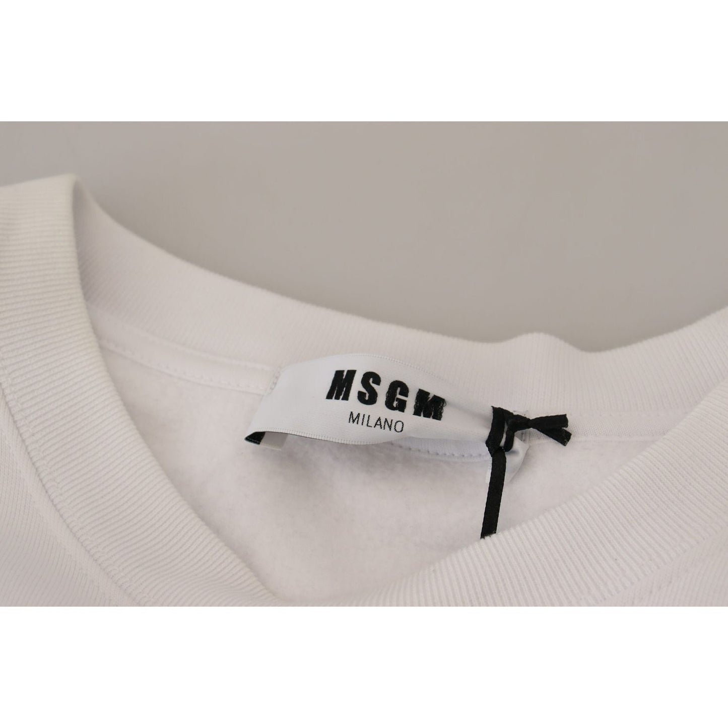 MSGM Elegant White Crewneck Cotton Sweater MSGM