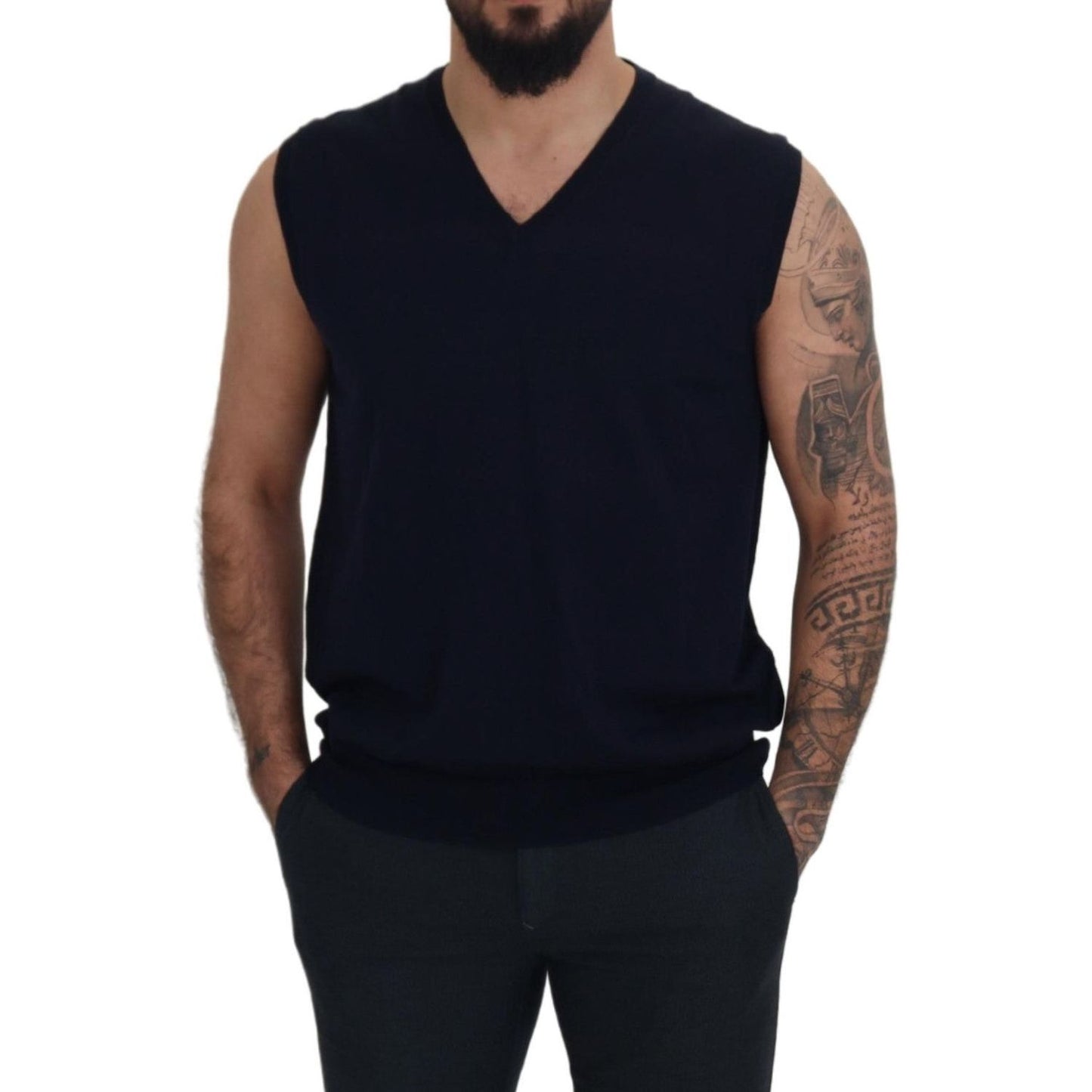 Paolo Pecora Milano Sleek Black V-Neck Sleeveless Tank Paolo Pecora Milano