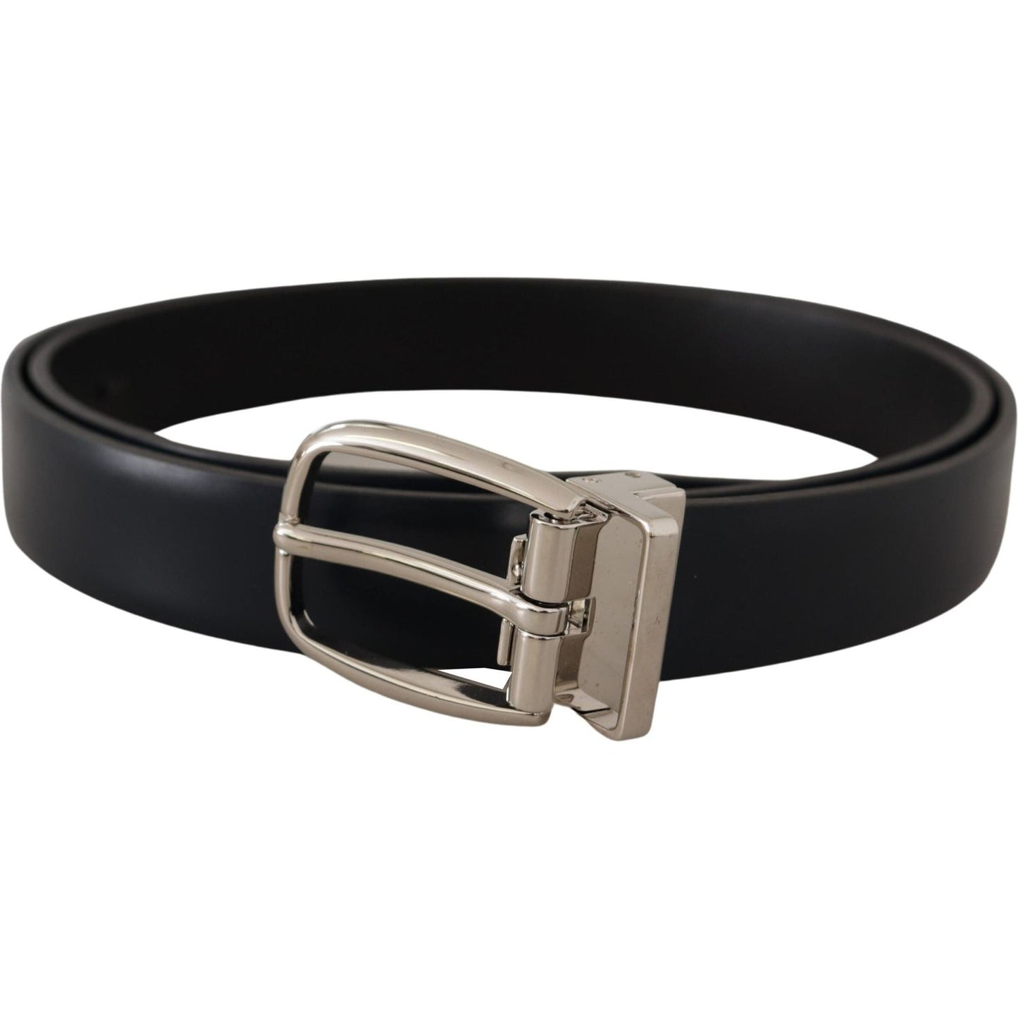 Dolce & Gabbana Elegant Black Leather Belt with Silver Buckle Dolce & Gabbana