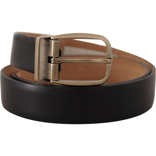 Dolce & Gabbana Elegant Black Leather Belt with Metal Buckle Dolce & Gabbana