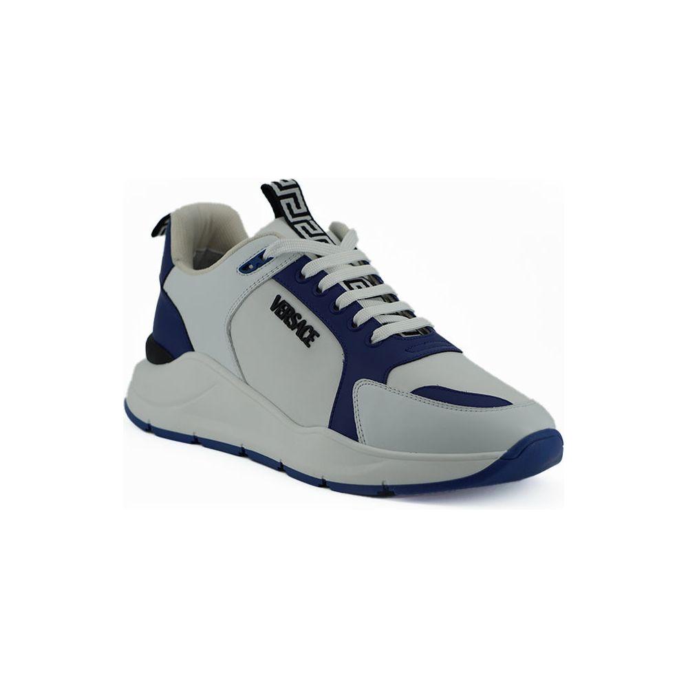 Versace Blue and White Calf Leather Sneakers