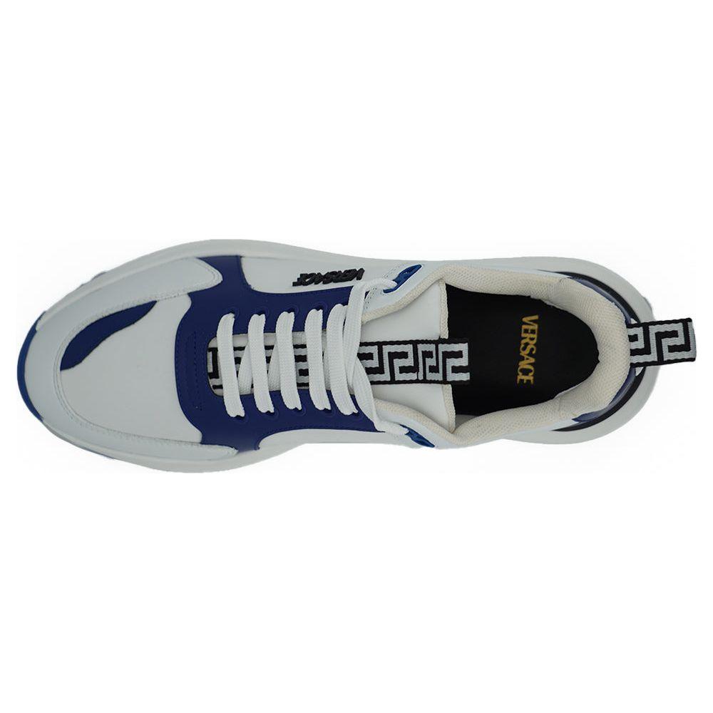 Versace Blue and White Calf Leather Sneakers