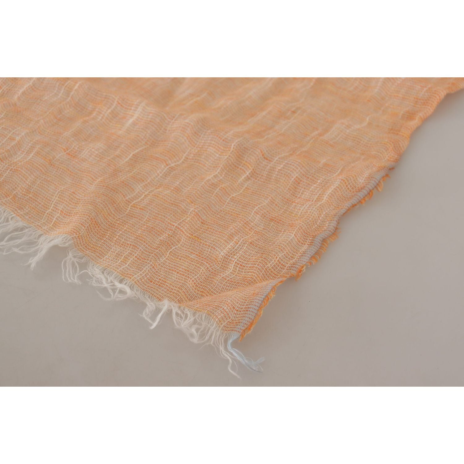 Malo Peach Linen Knitted Shawl Wrap Fringes Scarf