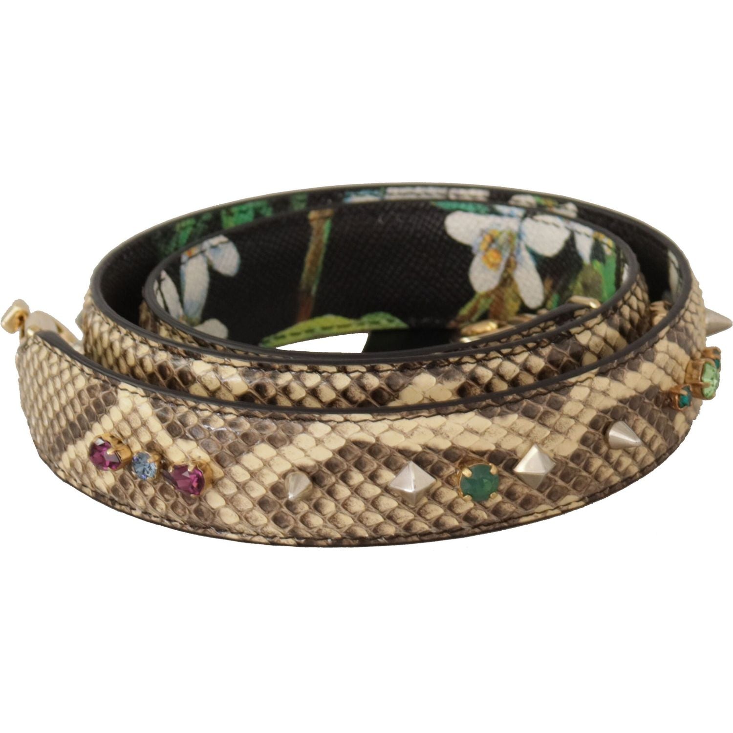 حزام كتف أنيق من جلد الثعبان باللون البيج من دولتشي آند غابانا