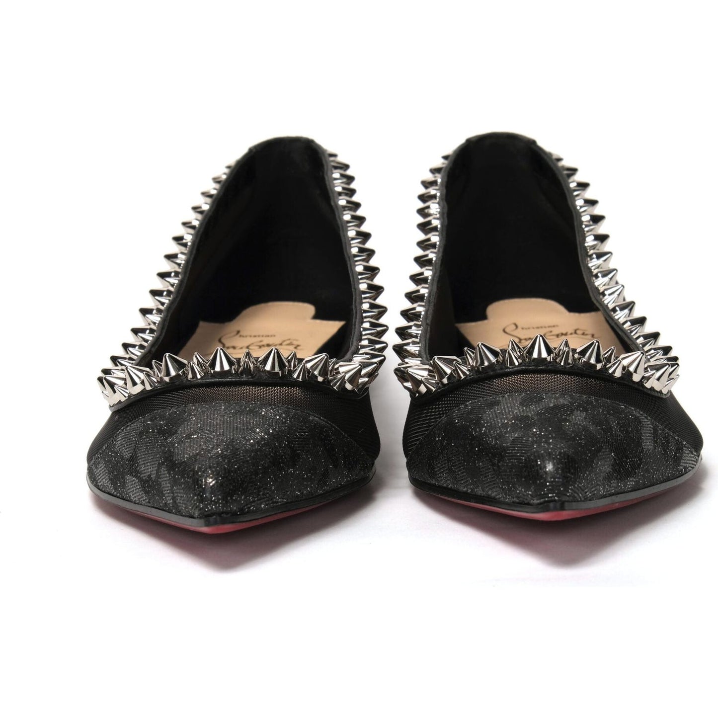 Christian Louboutin Black Silver Flat Point Toe Shoe Christian Louboutin