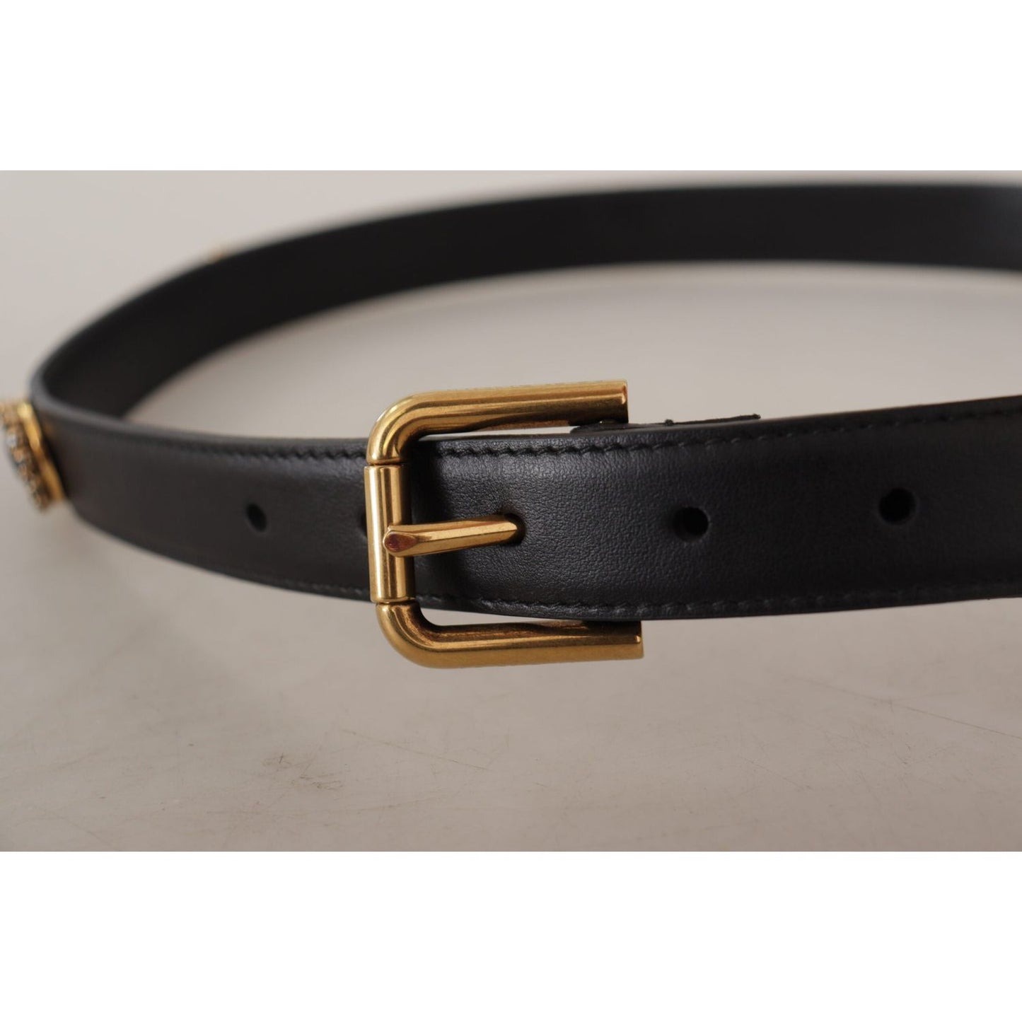 Dolce & Gabbana Elegant Black Leather Logo Belt Dolce & Gabbana