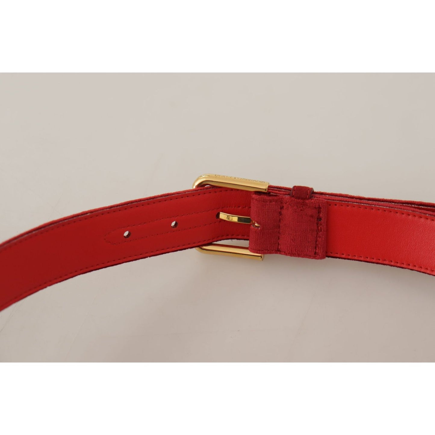 Dolce & Gabbana Elegant Red Suede Designer Belt Dolce & Gabbana