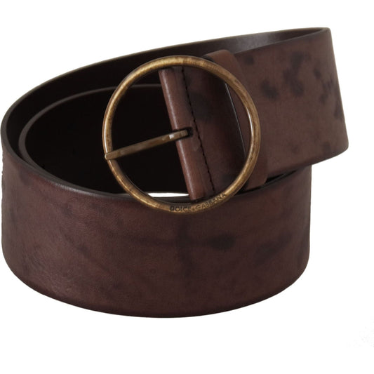 Dolce & Gabbana Elegant Dark Brown Leather Belt with Logo Buckle Dolce & Gabbana