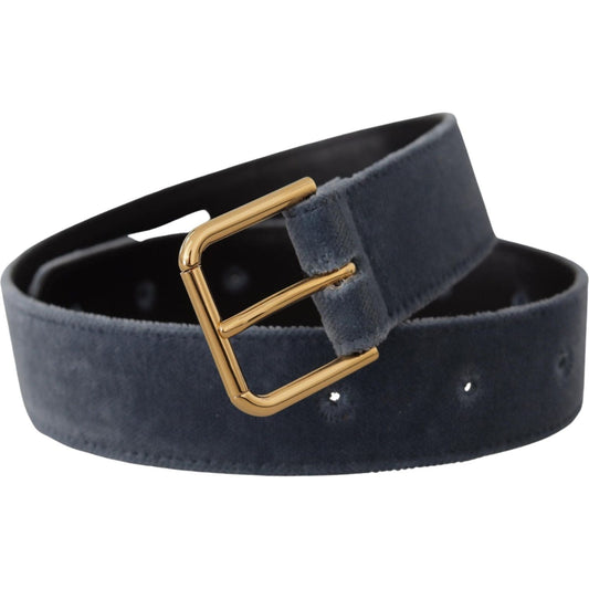 Dolce & Gabbana Elegant Navy Velvet Designer Belt Dolce & Gabbana