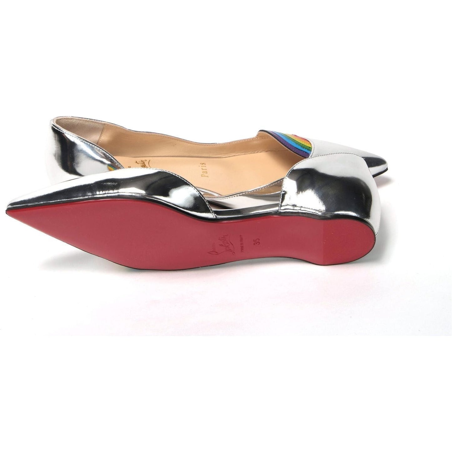 Christian Louboutin Silver Patentleather Flat Point Toe Shoe Christian Louboutin