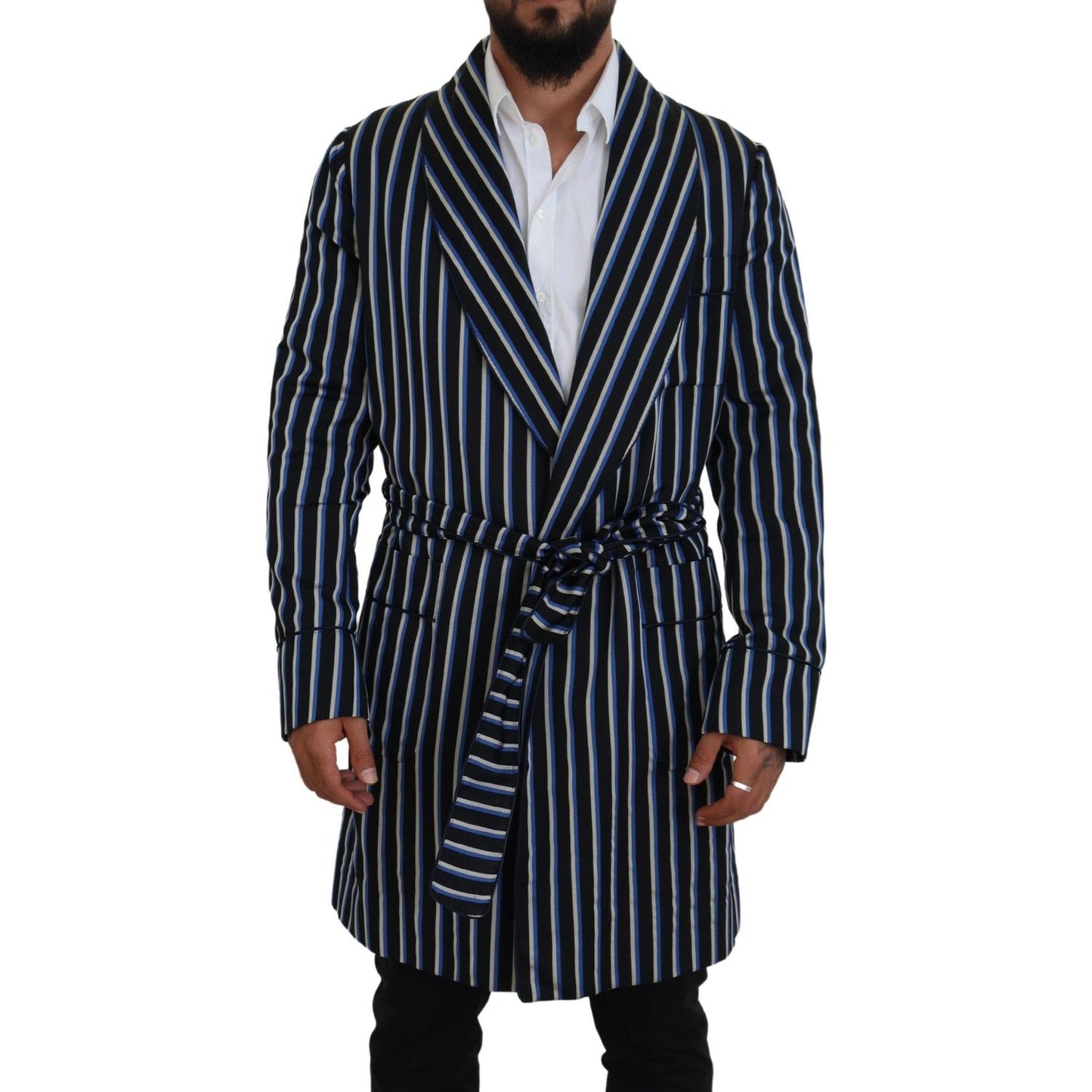 Dolce & Gabbana Elegant Striped Silk Blend Robe Dolce & Gabbana