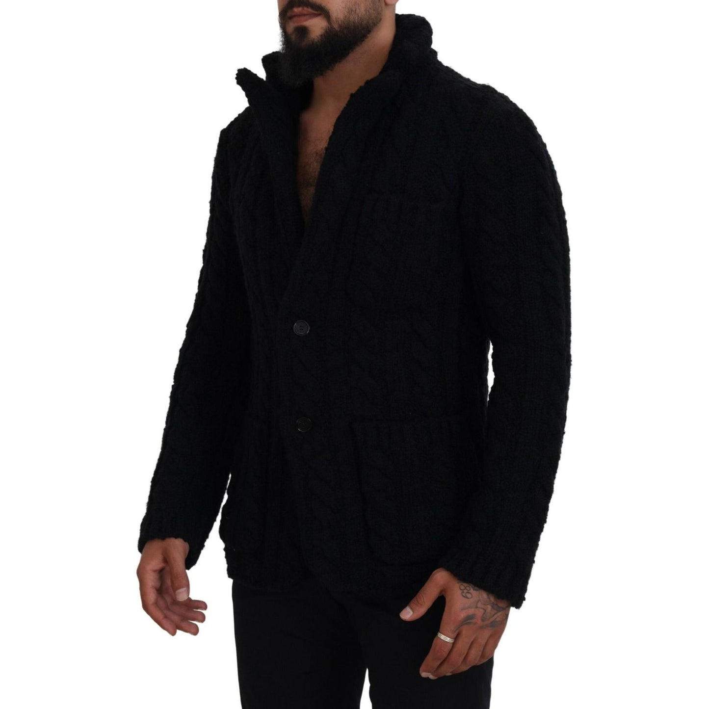 Dolce & Gabbana Elegant Black Wool-Cashmere Blend Cardigan Dolce & Gabbana