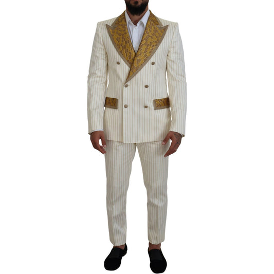 Dolce & Gabbana Elegant Off White Double Breasted Suit Dolce & Gabbana