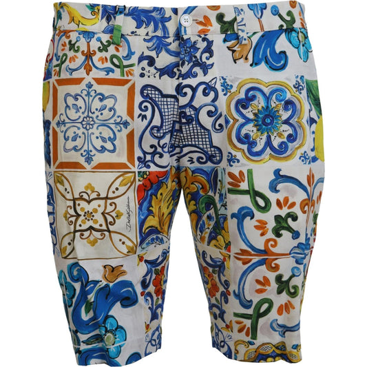 Dolce & Gabbana Majolica Print Casual Chinos Shorts Dolce & Gabbana