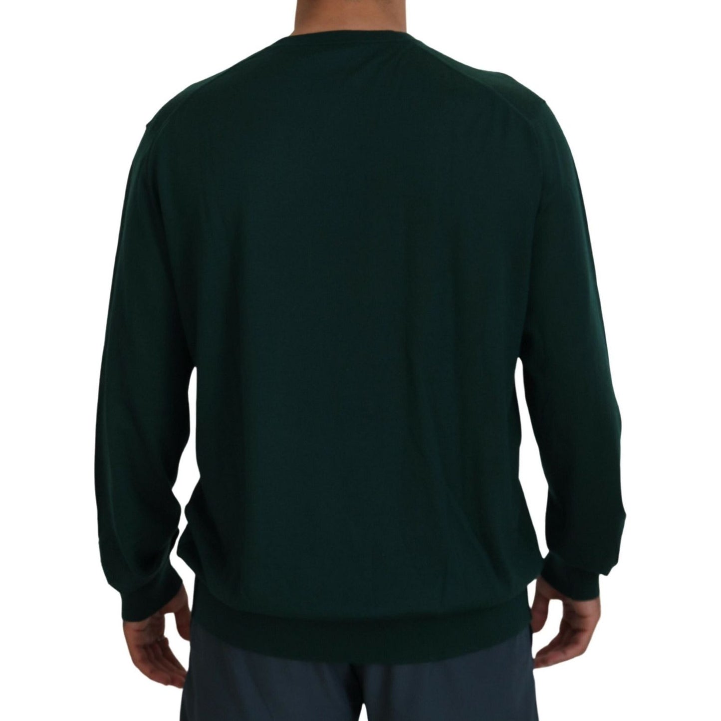 Dolce & Gabbana Elegant Green V-Neck Cashmere Sweater Dolce & Gabbana