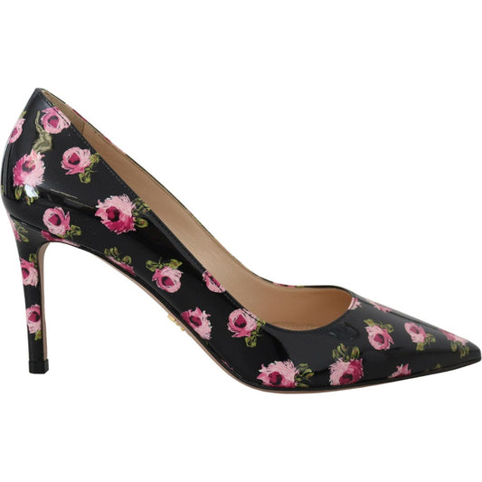 Prada Elegant Floral Print Leather Pumps Prada