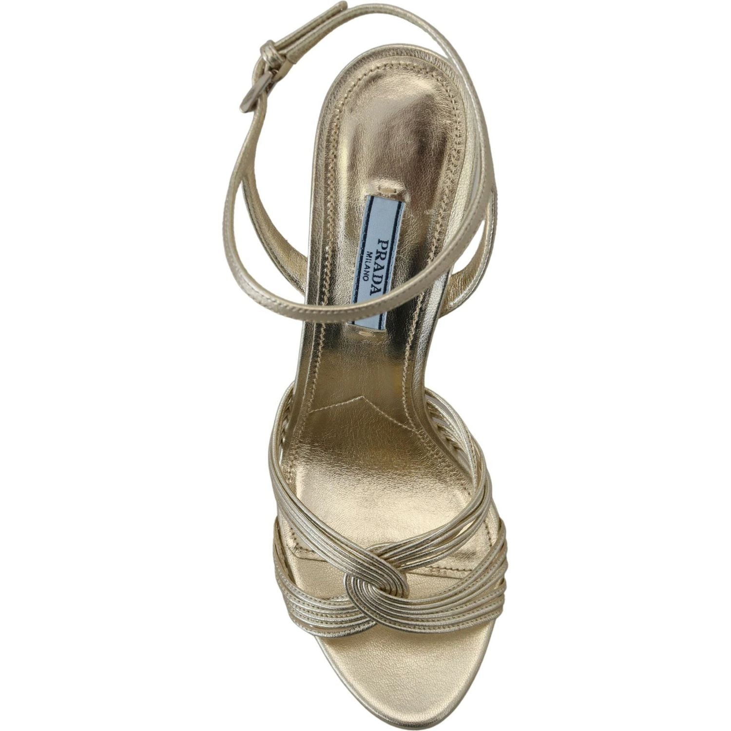 صندل برادا الأنيق ذو الكعب العالي باللون الذهبي