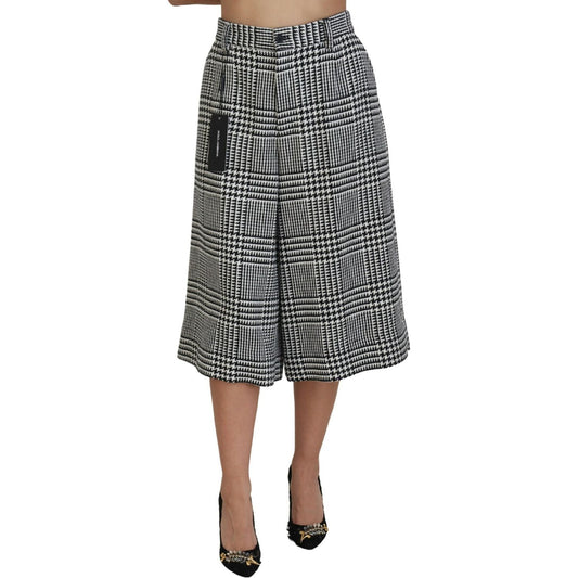 Dolce & Gabbana Elegant High Waist Plaid Midi Pants Dolce & Gabbana