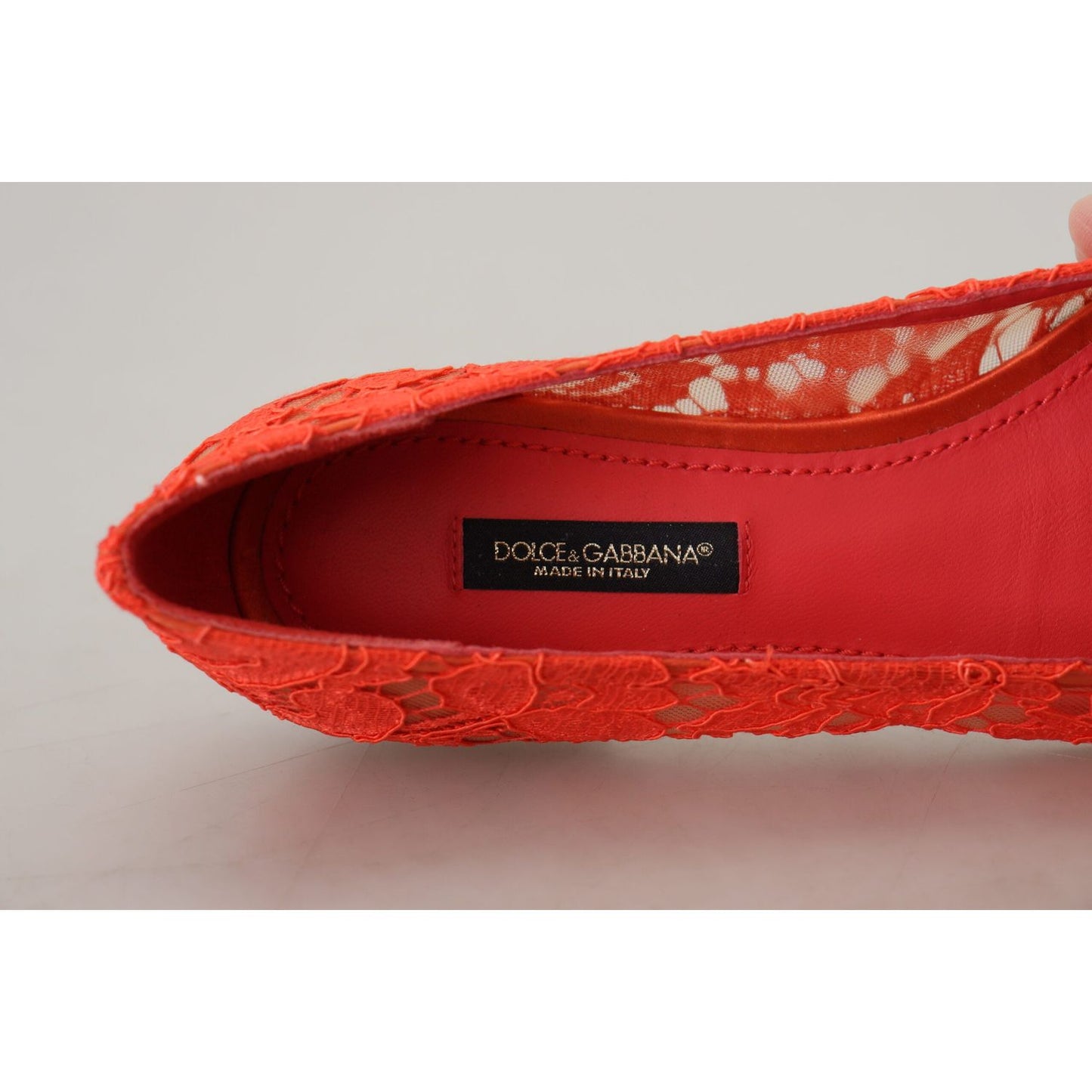 Dolce & Gabbana Elegant Lace Vally Flats in Coral Red Dolce & Gabbana