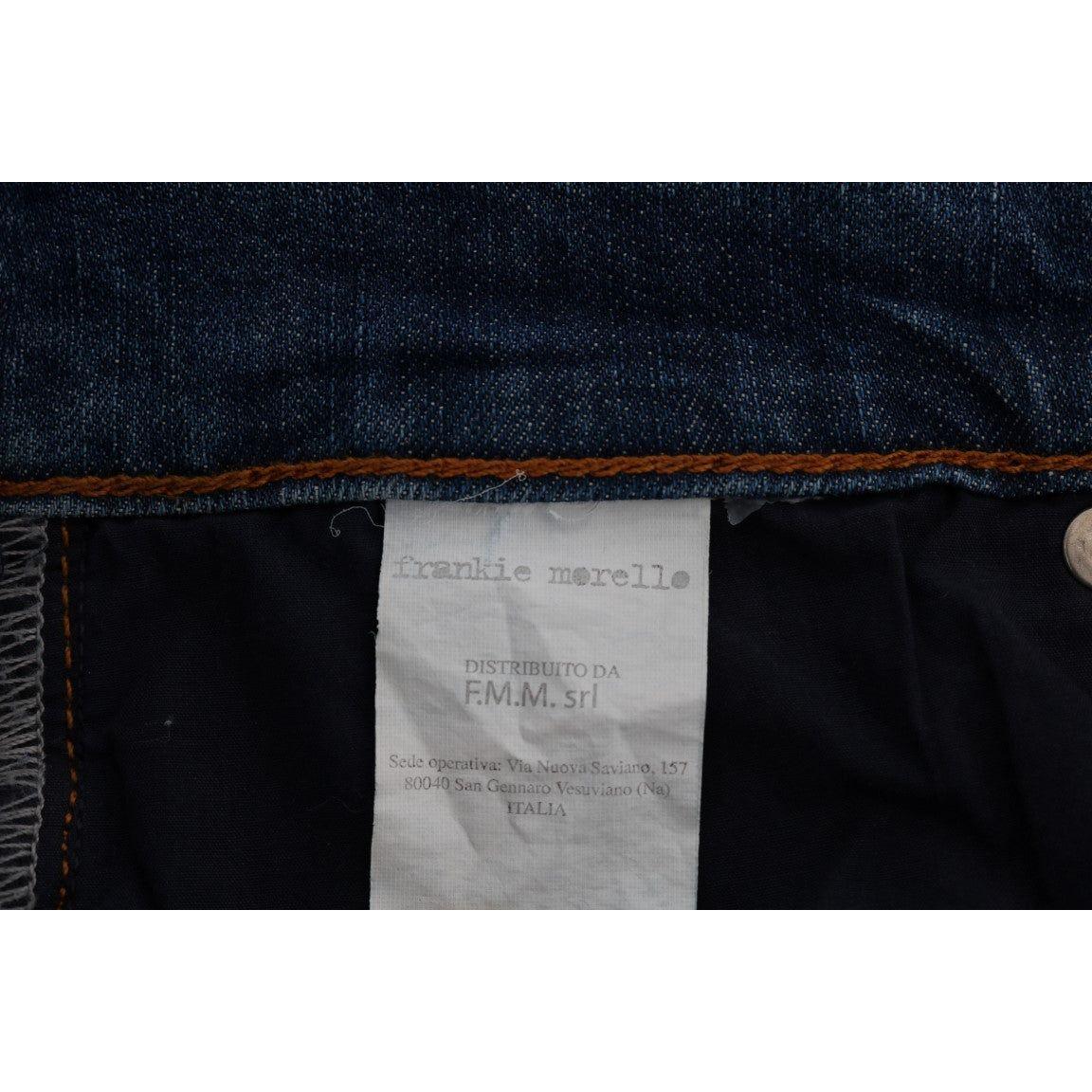 بنطلون جينز أزرق ضيق من Frankie Morello Svelte Italian Denim