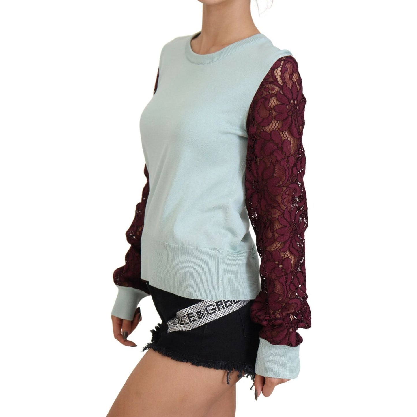 Dolce & Gabbana Elegant Multicolor Lace Silk Blend Sweater Dolce & Gabbana