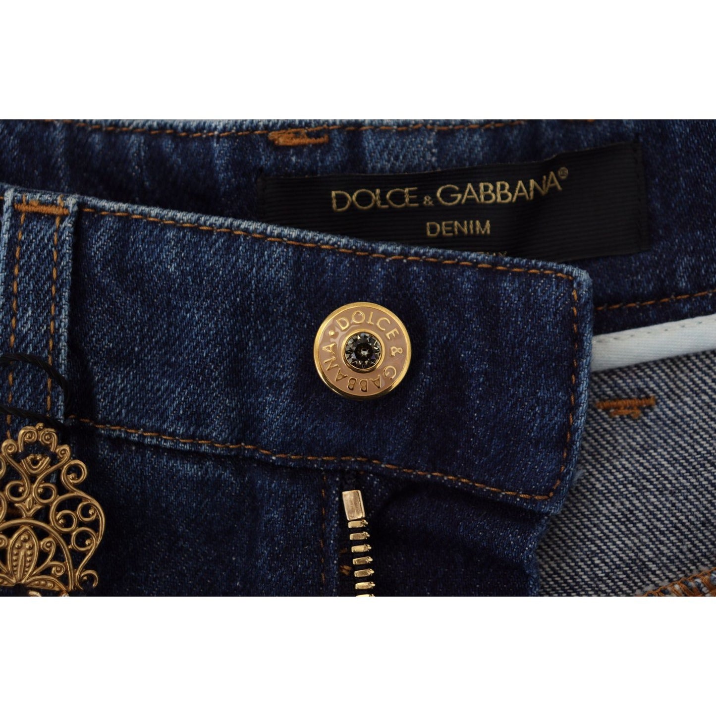 Dolce & Gabbana Embellished Straight Leg Designer Jeans Dolce & Gabbana