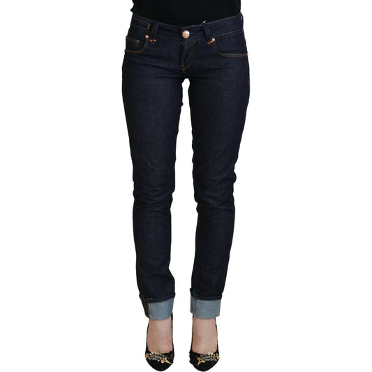 Acht Blue Cotton Low Waist Slim Fit Women Casual Jeans Acht