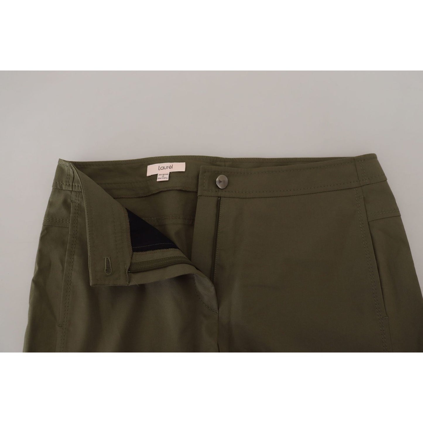 LAUREL Green Cotton High Waist Women Tapered Pants