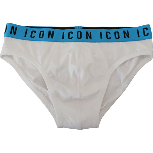 Dsquared² White Icon Logo Cotton Stretch Men Brief Underwear Dsquared²