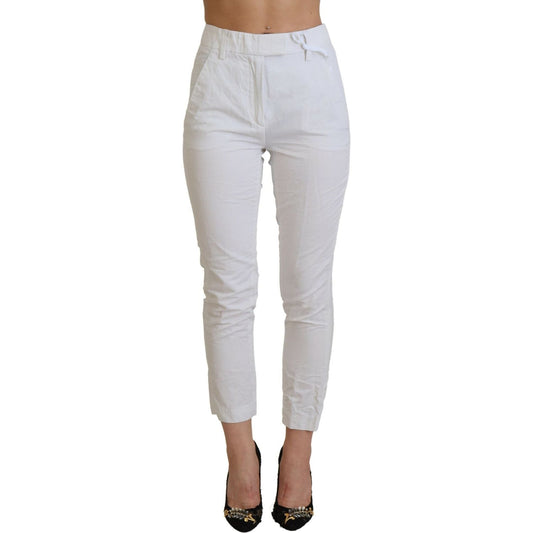 Dondup Elegant High Waist Tapered White Pants Dondup